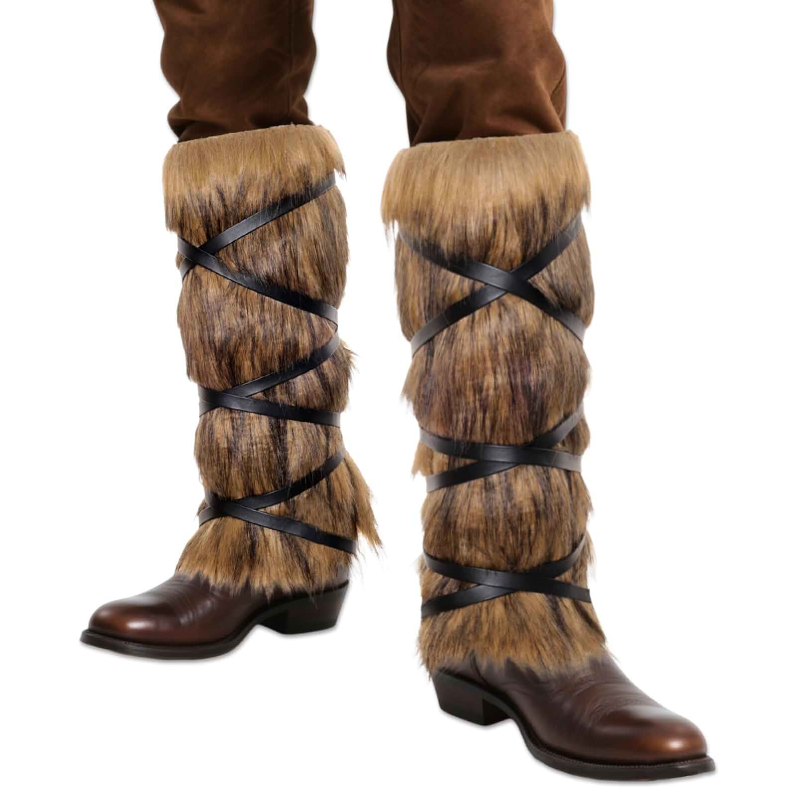 Avxzbef Viking Leg Warmer Furry Boot Covers for Women Men | Fluffy Faux Fur, Medieval Cosplay Accessories