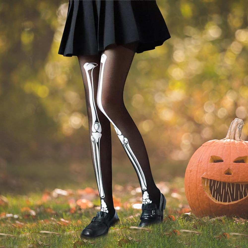 Halloween Tights Ladies Bone Skeleton Print Tights - Black & White One Size Halloween Fancy Dress Tights Halloween Skeleton Dress Costumes For Women Halloween Tights Ladies Bone Skeleton Print Tights - Black & White One Size Halloween Fancy Dress Tights Halloween Skeleton Dress Costumes For Women
