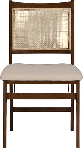 Miniatura 8 de Powell Kasi - Silla auxiliar de madera plegable de madera con caña de ratán natural y marrón