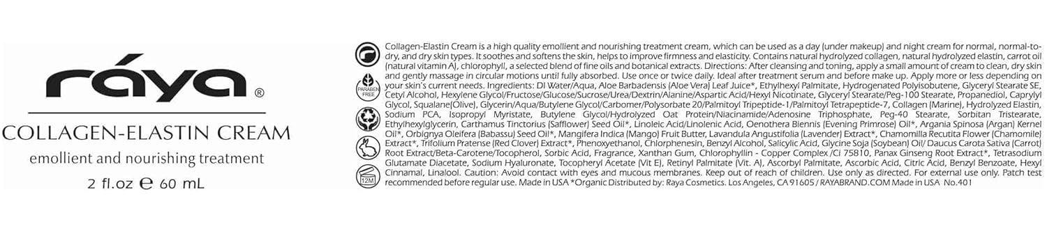 Raya Collagen-Elastin Cream (401) | Nourishing and Moisturizing Facial Treatment for Dry Skin | Helps Reduce Fine Lines and Wrinkles | Calms, Tones, Refines, and Firms - Image 7