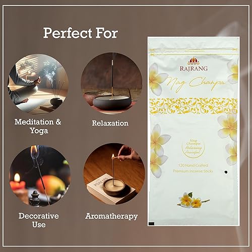 Miniatura 7 de RAJRANG Nag Champa - Caja de varillas de incienso de 4.23 oz (120 varillas) Agarbatti perfumada enrollada a mano para ambientador de habitación del