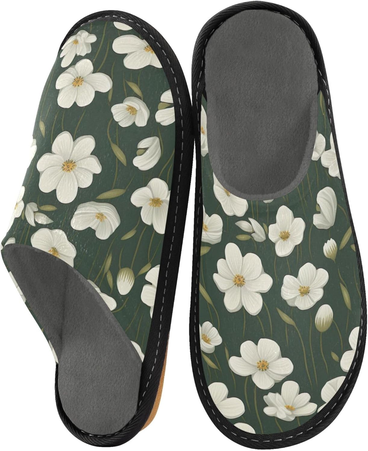 Flowers House Slippers – Cozy Fuzzy Slippers for Guests, Washable & Disposable, Perfect for Shoeless Home, Spa & Hotel Use A111379