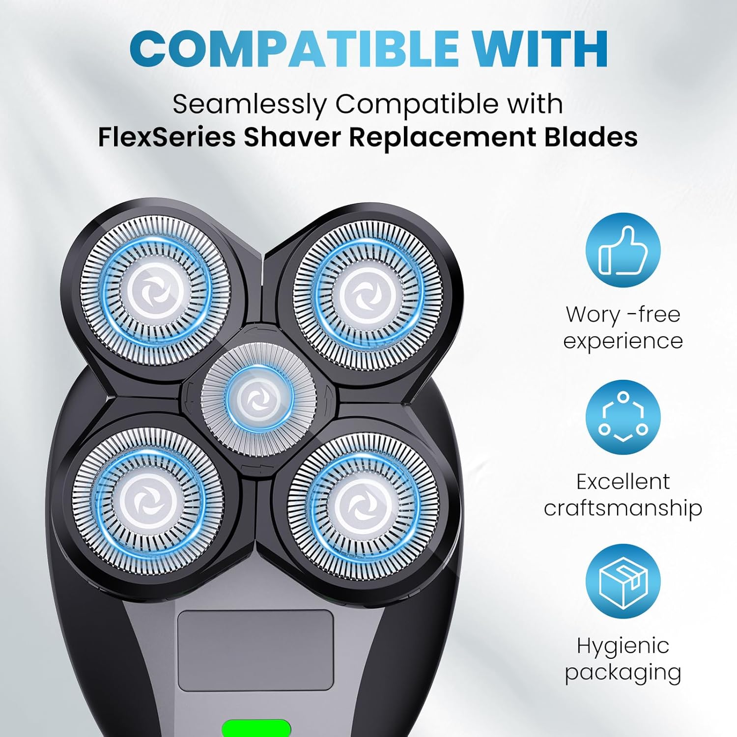 1Pcs Shaver Replacement Blades Refills Compatible with Freebird Head Shaver,Head and Face Electric Razor Shaver Head with Cleaning Brush for Men Gift - Image 2