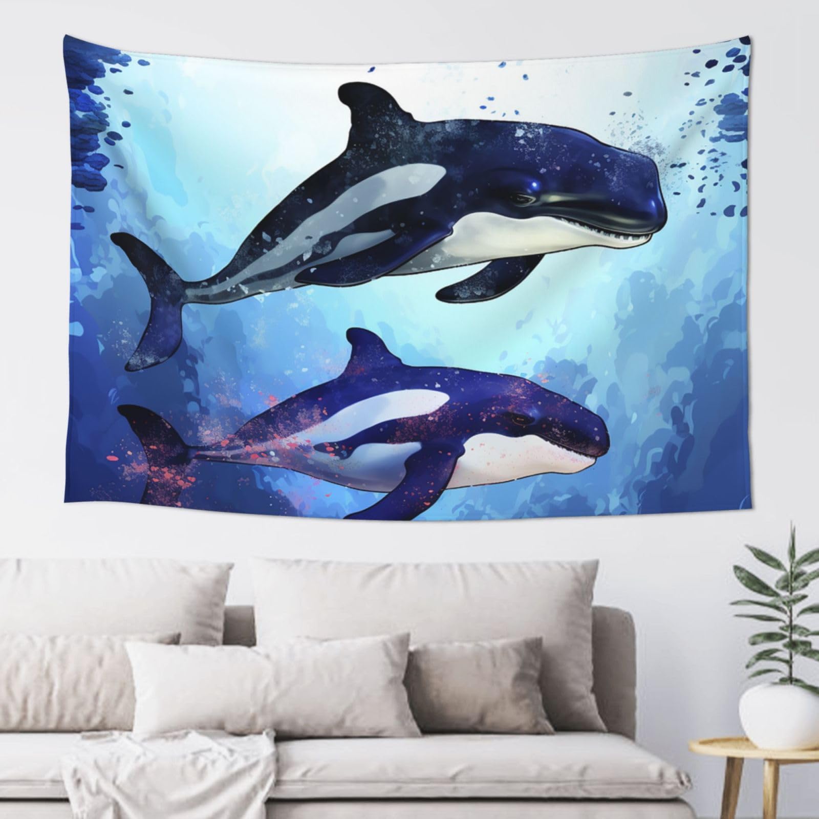 FJWSLCH Orca Killer Whale Tapestry for Bedroom Aesthetic Tapestries Decorative Wall Hanging Tapestry Wall Art Backdrop Wall Tapestry for Dorm Living Room Decor Banner Poster 60"x40"