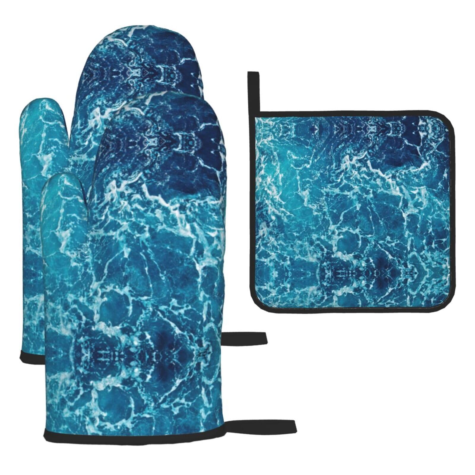 Maniques et maniques océan lot de 3 gants de cuisine étanches pour cuisson four et grillades