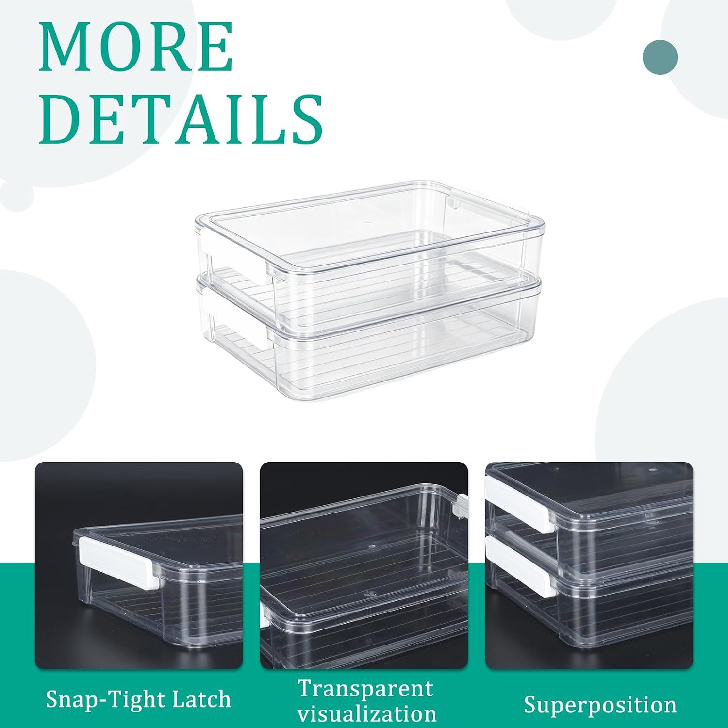 2 Pack Board Game Storage Box with Snap-Tight Latch Lid, Clear Stackable Plastic Craft Organizer Case with Handle for Puzzles, 8.5 x 11 Letter A4 Papers, Magazines, Art Supplies