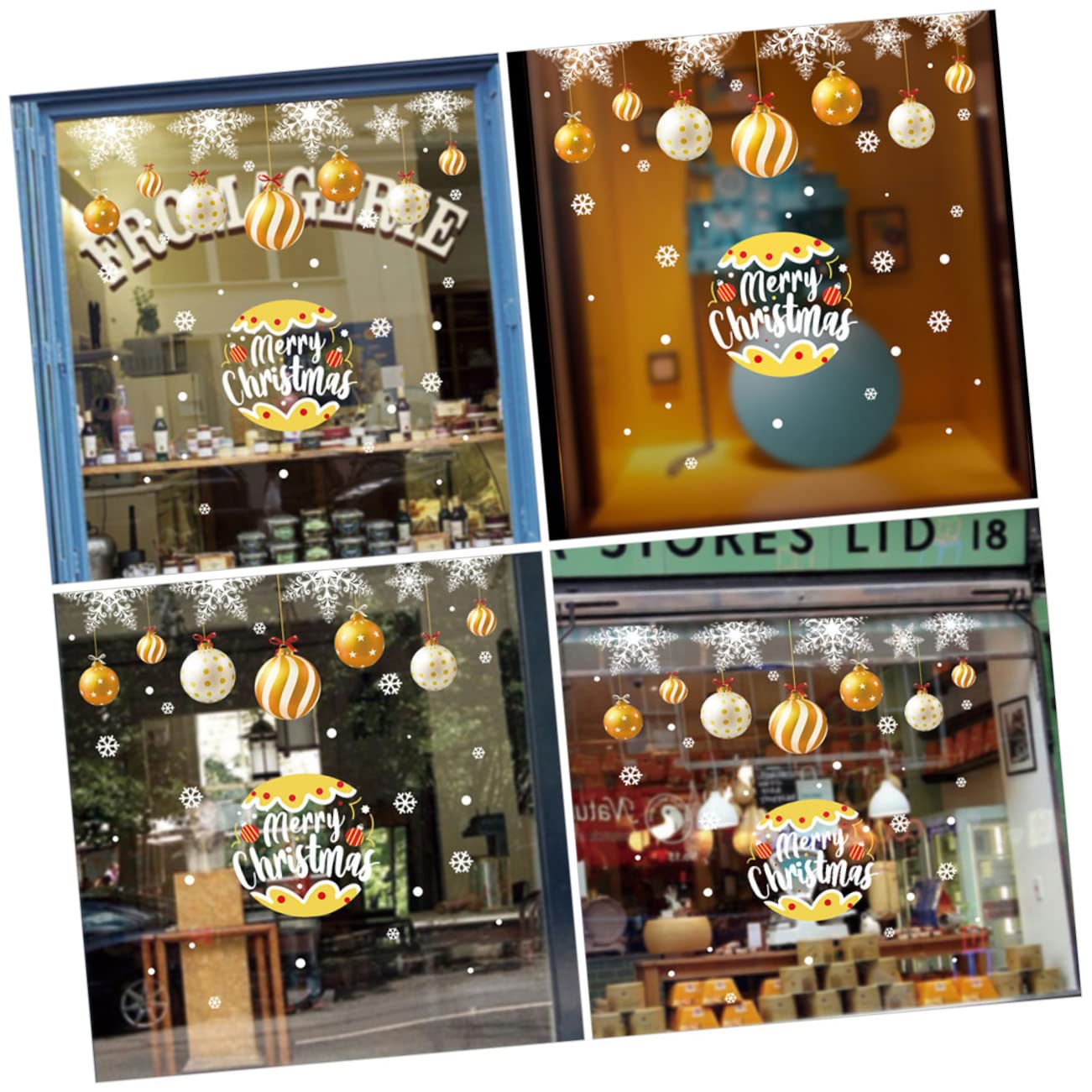 PRETYZOOM 5 Blätter Statische Weihnachtsaufkleber Urlaub Selbstklebender Aufkleber Schneeflocken-fensteraufkleber Weihnachtskugel Fenster Haftet Weihnachts-schneeflocken-aufkleber Pvc