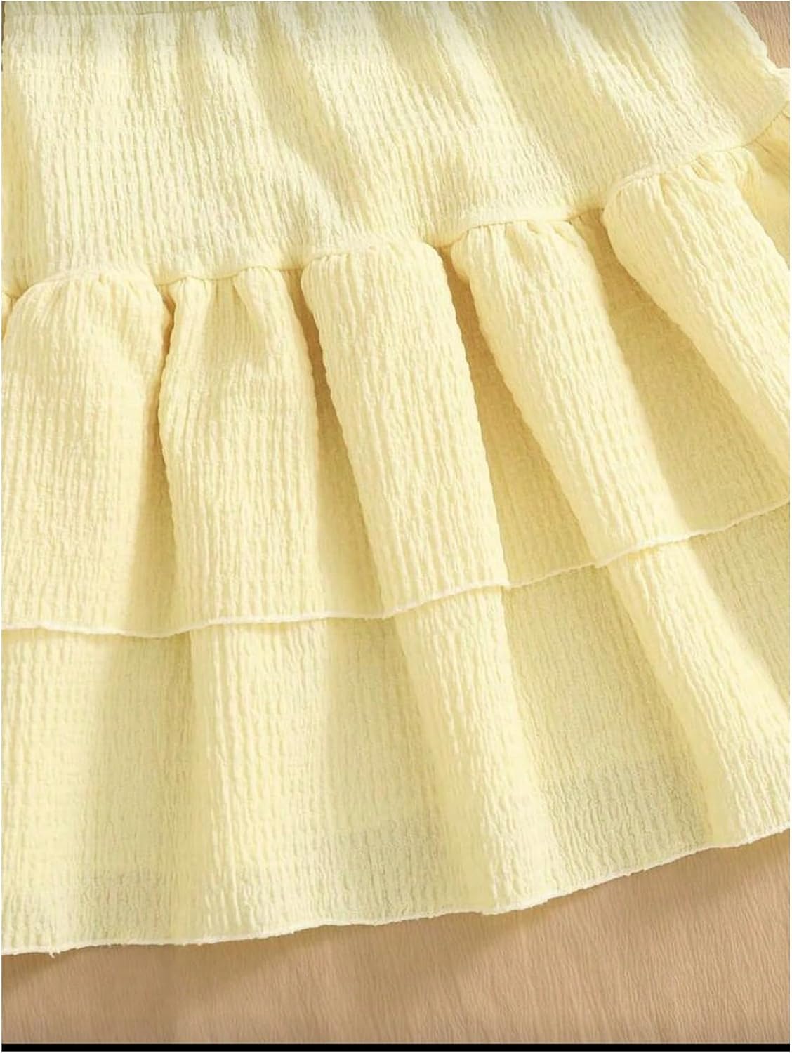 Verdusa Girl's 2 Piece Matching Sets Ruched Tank Tops with Layered Ruffle Skirt Summer Chic Outfits