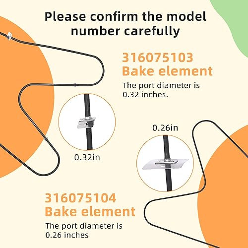 Miniatura 3 de AMI PARTS 316075103 Horno Hornear Elemento Calefactor Ajuste para Frigi-daire Reemplazar 316075104 PS438018 316282600 09990062 AP4356505 EA2332301