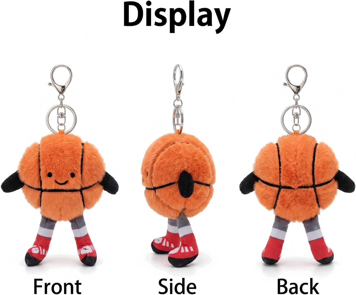 Plush Basketball Keychain Bulk Set, Basketball Gifts for Team, Clip On Key Ring Pack Sports Christmas Party Favors