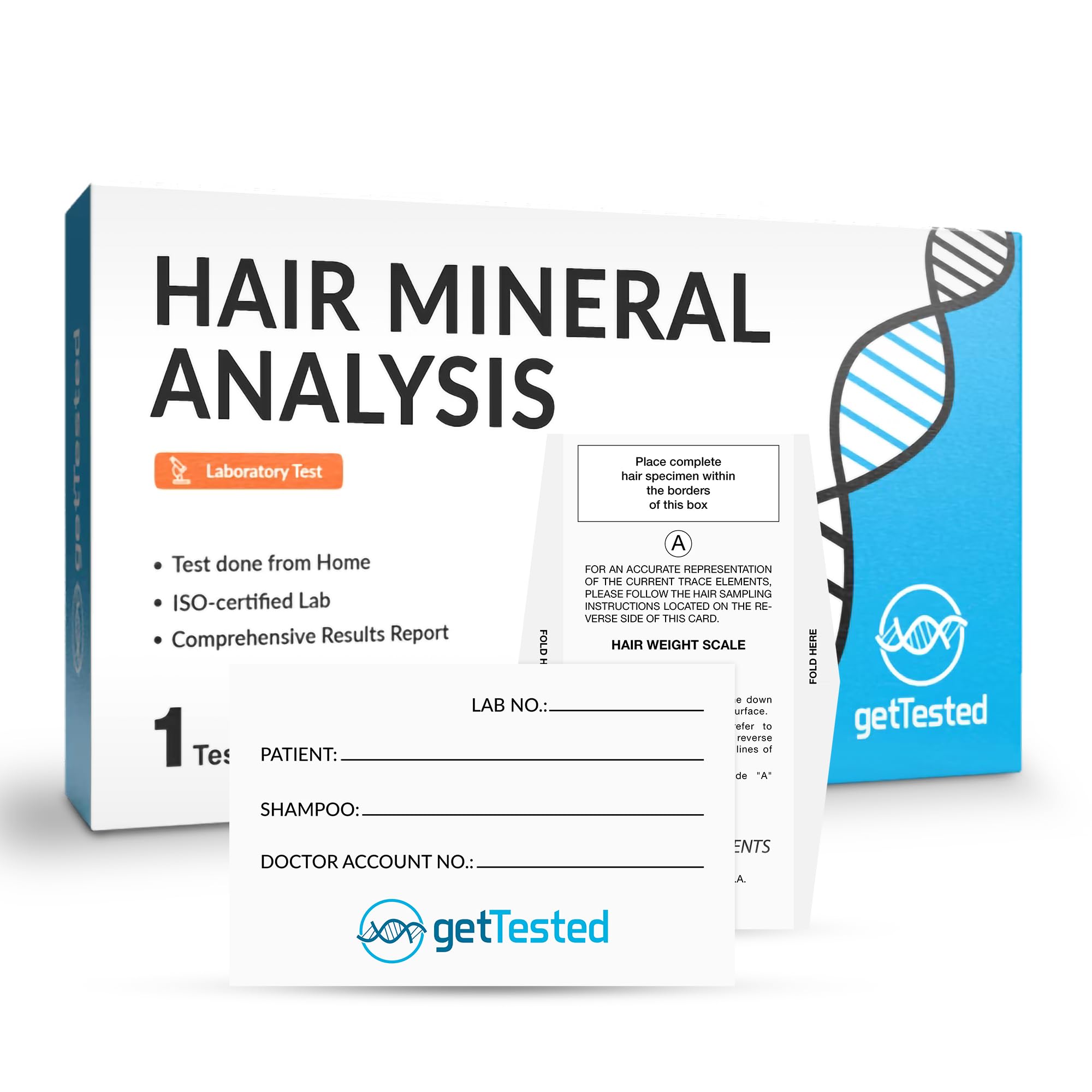 Prueba de análisis de minerales capilares por getTested | Detección de oligoelementos y metales pesados | Muestra de cabello o uñas no invasiva | Resultados de laboratorio certificados por ISO