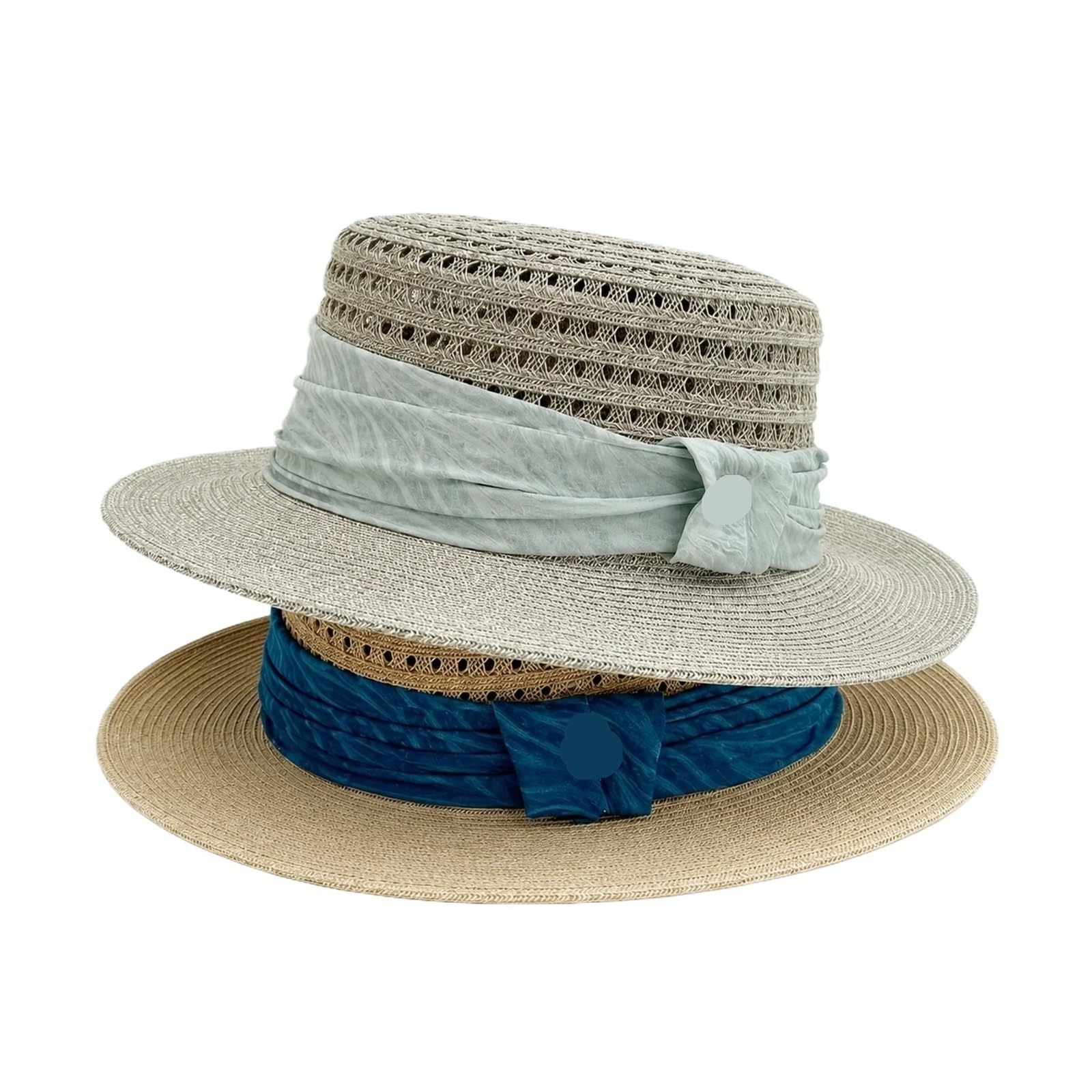 Générique Chapeau de soleil en paille tissé for femmes, casquette à visière plage dessus plat