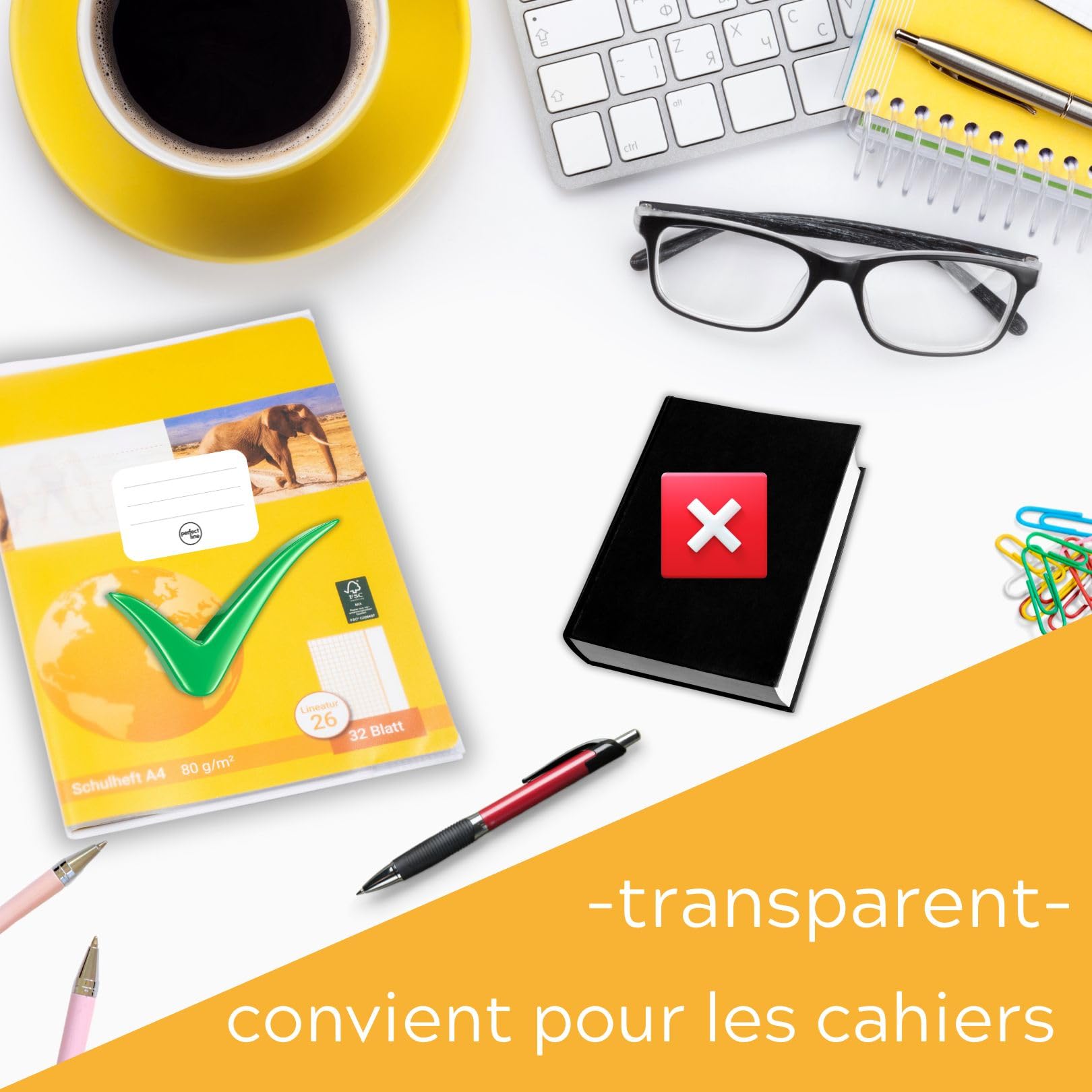 Protège-cahiers transparent cristal 32 x 24 cm lot de 10 PP recyclable sans acide