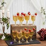 Coloch 50 Pack Elegant Plastic Wine Glasses with Stem, 5 Oz/140 ml Gold Glitter Disposable Wine Cups, Sturdy Plastic Goblet Party, Wedding, Birthdays, Champagne, Picnic, New Year's Eve Celebrations