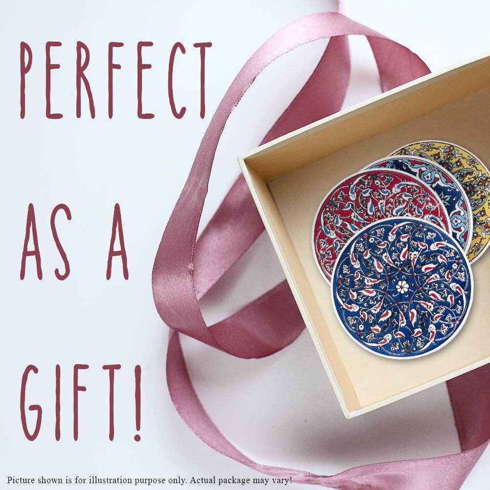 Bascuda Lot de 6 Dessous de Verre en Céramique pour Tasses, Verre - Mandala en Ceramique - Pour la Maison, le Salon, la Cuisine, la Table Basse - Ensemble de Dessous