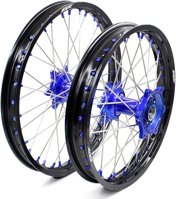 KKE 21/18 Cast Wheels Fit for Yamaha YZ125 YZ250 1999-2026 YZ250F 2001-2026 YZ450F 2003-2026 Enduro Wheels Blue Nipple