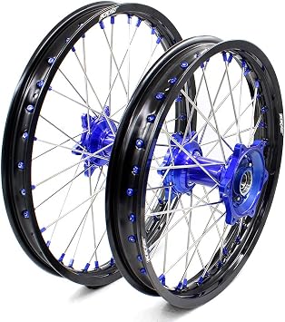 KKE 21/18 Cast Wheels Fit for Yamaha YZ125 YZ250 1999-2026 YZ250F 2001-2026 YZ450F 2003-2026 Enduro Wheels Blue Nipple