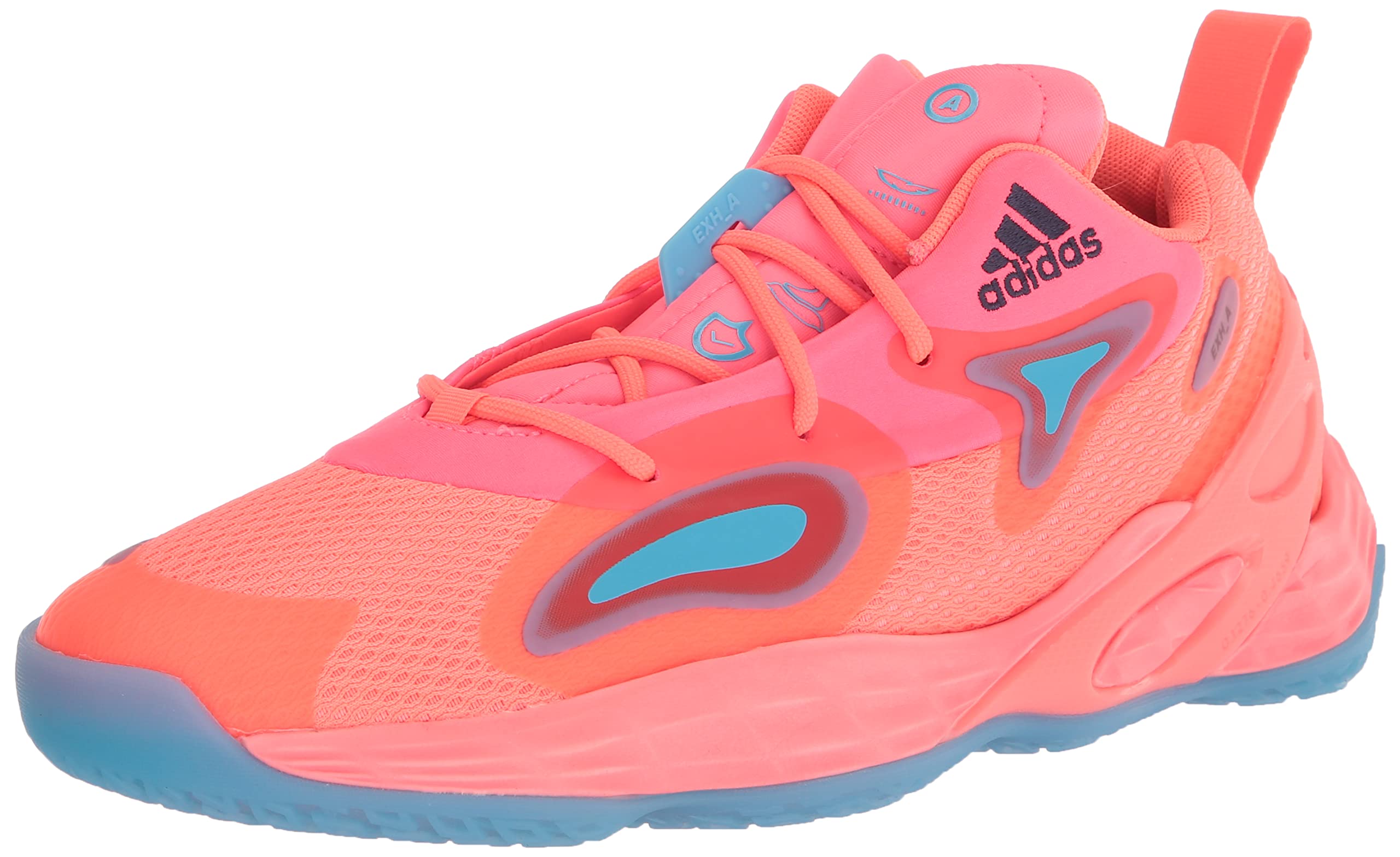 adidas Unisex Exhibit A Basketball Shoe, Acid Red/Sky Rush/Shadow Navy, 9 US Men