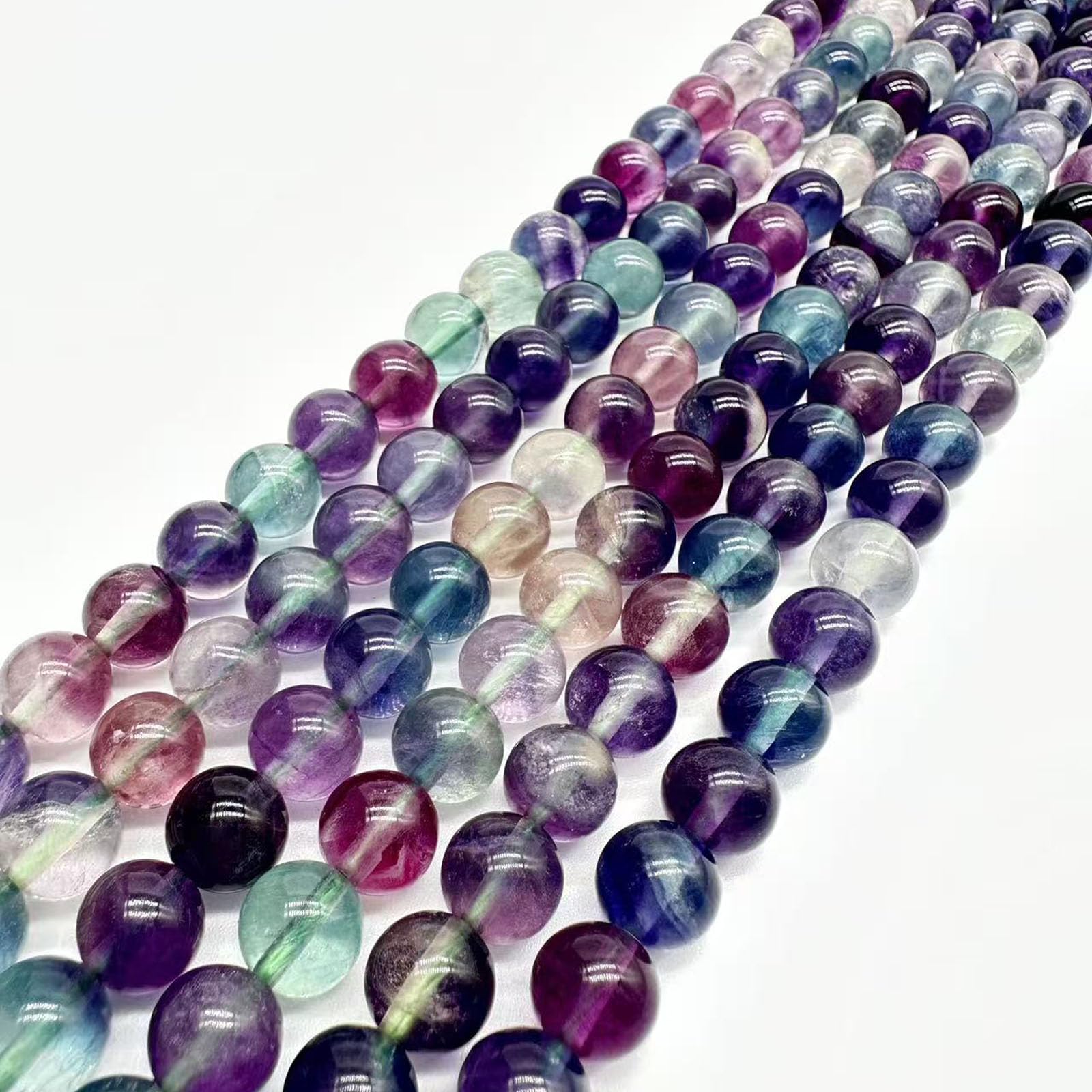 8mm Round Colorful Fluorite Natural Stone Beads for Jewellery Making, Gemstone Beads for Crafting (45-50Pcs)