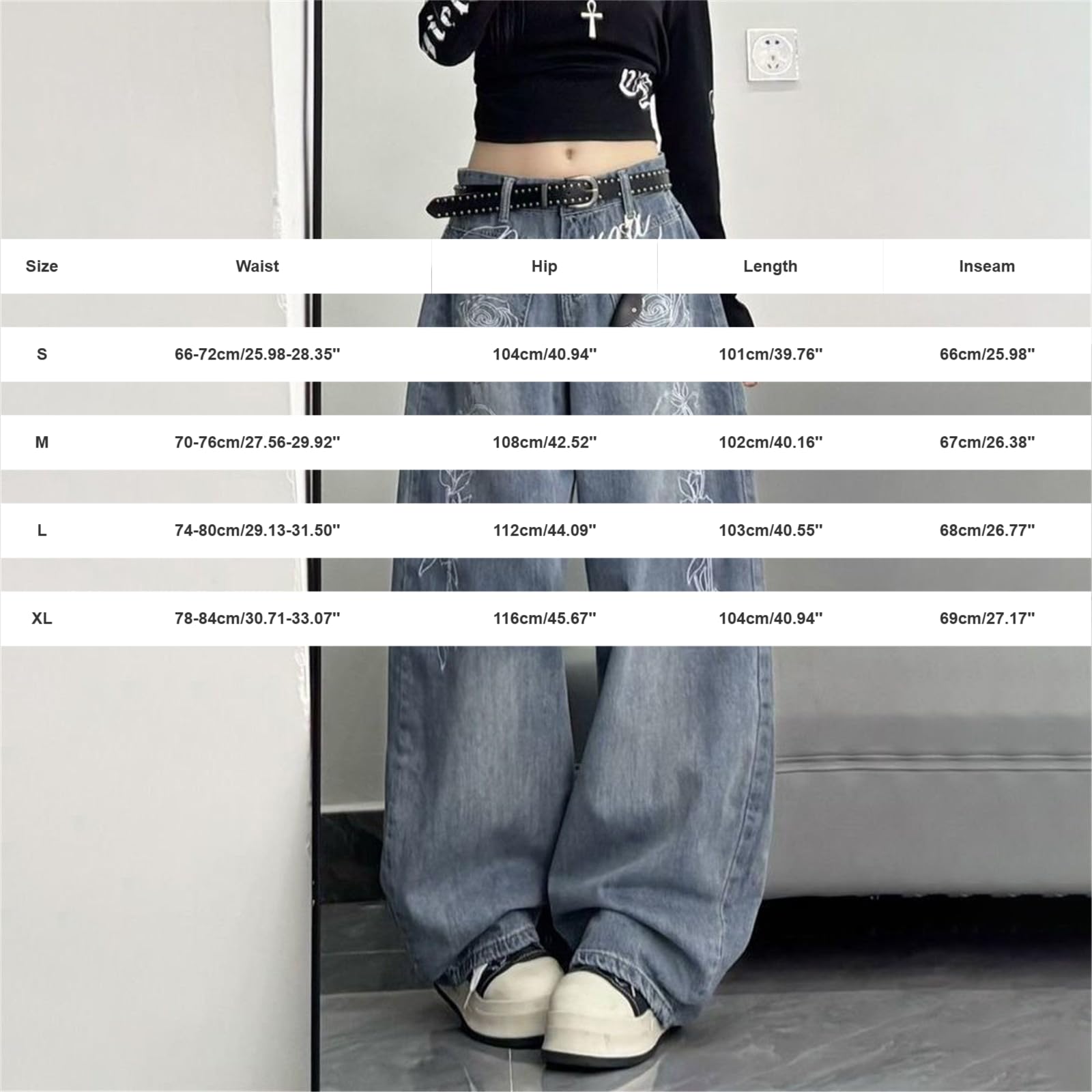 Jeans Donna Leggeri a Palazzo Jeans Elasticizzati Casual Curvy Pantaloni Vita Alta Leggeri Gamba Larga Taglie Forti Pantaloni Denim Baggy Larghi Wide Leg Moda Pants con Tasche Tempo Libero Hiphop