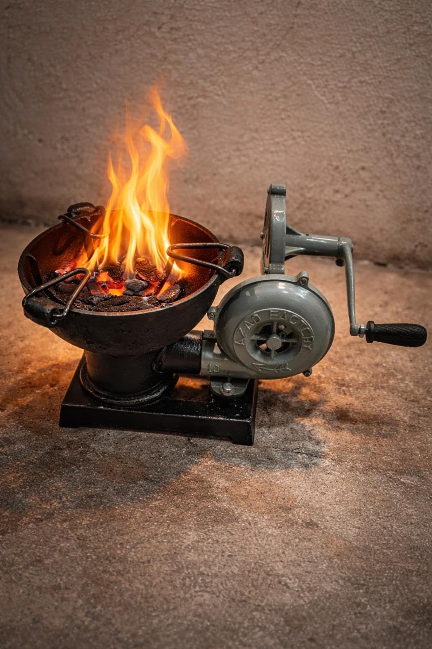 Coal Fired Blacksmith Forge with Manual Air Blower | Professional Cast Iron Forge Furnace for Steel, Iron, Knife Making & Metal Craft Workshop-image-23