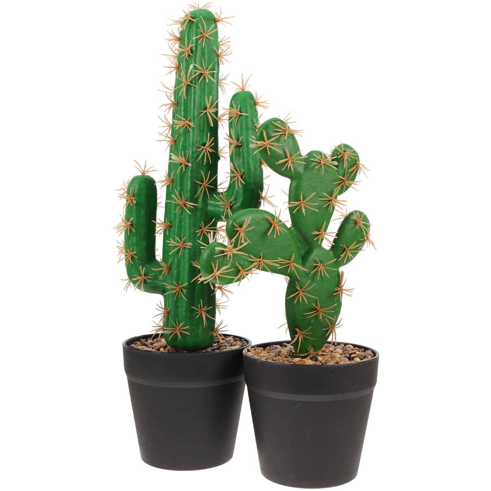 Générique 2 pièces Lot de Cactus Artificiels Pot Décoratif Figurines Succulentes Simulées Plantes sans Entretien pour Bureau Salon et Balcon