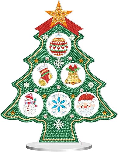 Pintura de diamantes 5D para decoración navideña, árbol de Navidad, pintura de escritorio decorada con diamantes, muñeco de nieve de Navidad,
