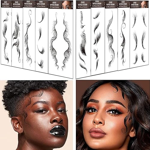 Calcomanías de tatuaje de flequillo, 10 estilos populares impermeables para cabello falso con flecos, peluca novedosa y natural, aspecto de moda,