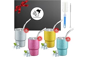 Miniature Tumblers with Built-In Lids and Accompanying Straws