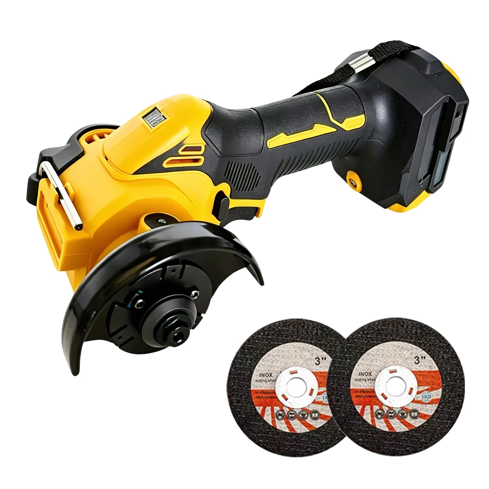 Brushless Mini Angle Grinder for DEWALT 18V 20V Batteries, 3'' Cordless Grinder with 2 Discs and LED Light, 20000RPM Electric Angle Grinder Tool for Cutting Polishing Grinding(Battery Not Included)
