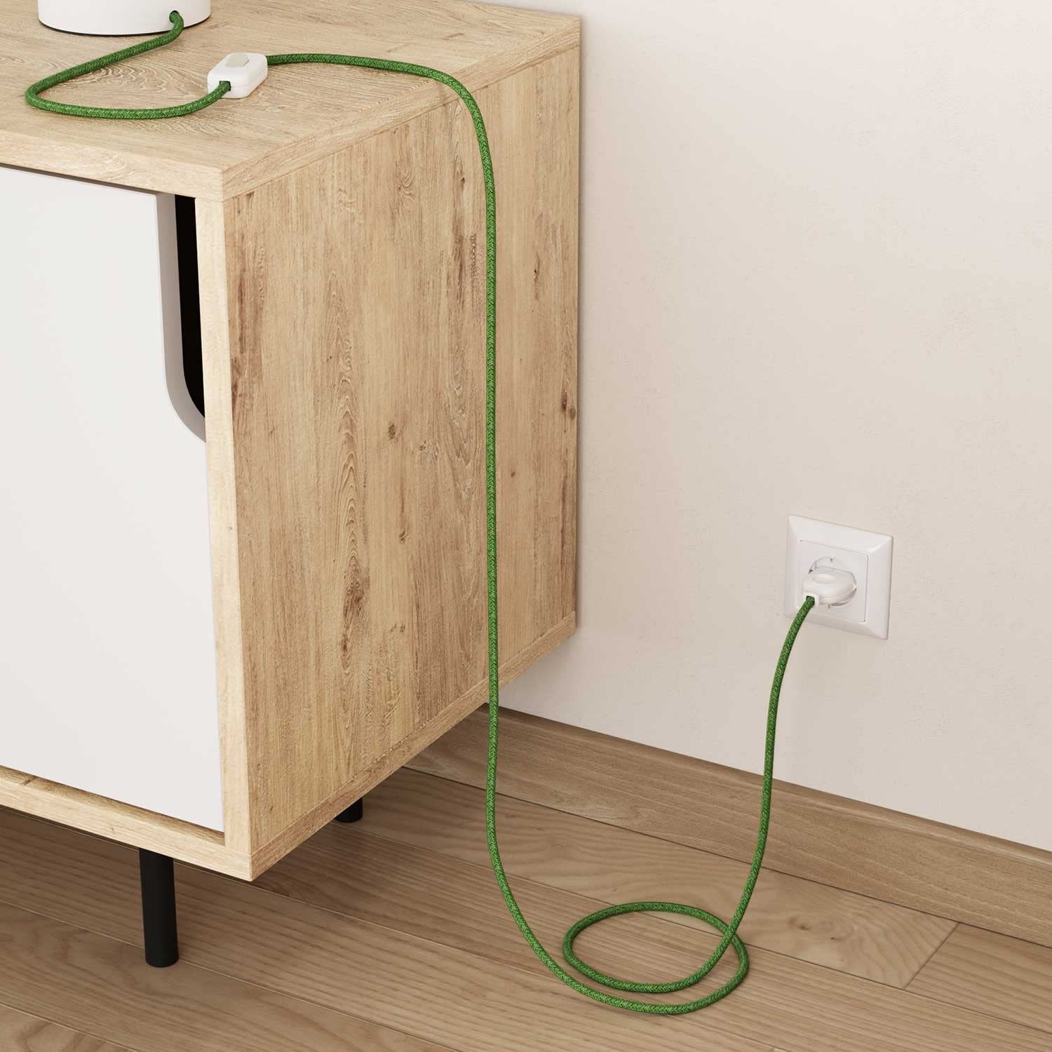 Creative-Cables L'originale cavo elettrico rivestito in tessuto 2 x 0,75 mm² (50 m, Pixel Verde Bronte RX08) – Rotondo, effetto seta – Sicurezza certificata, made in Italy