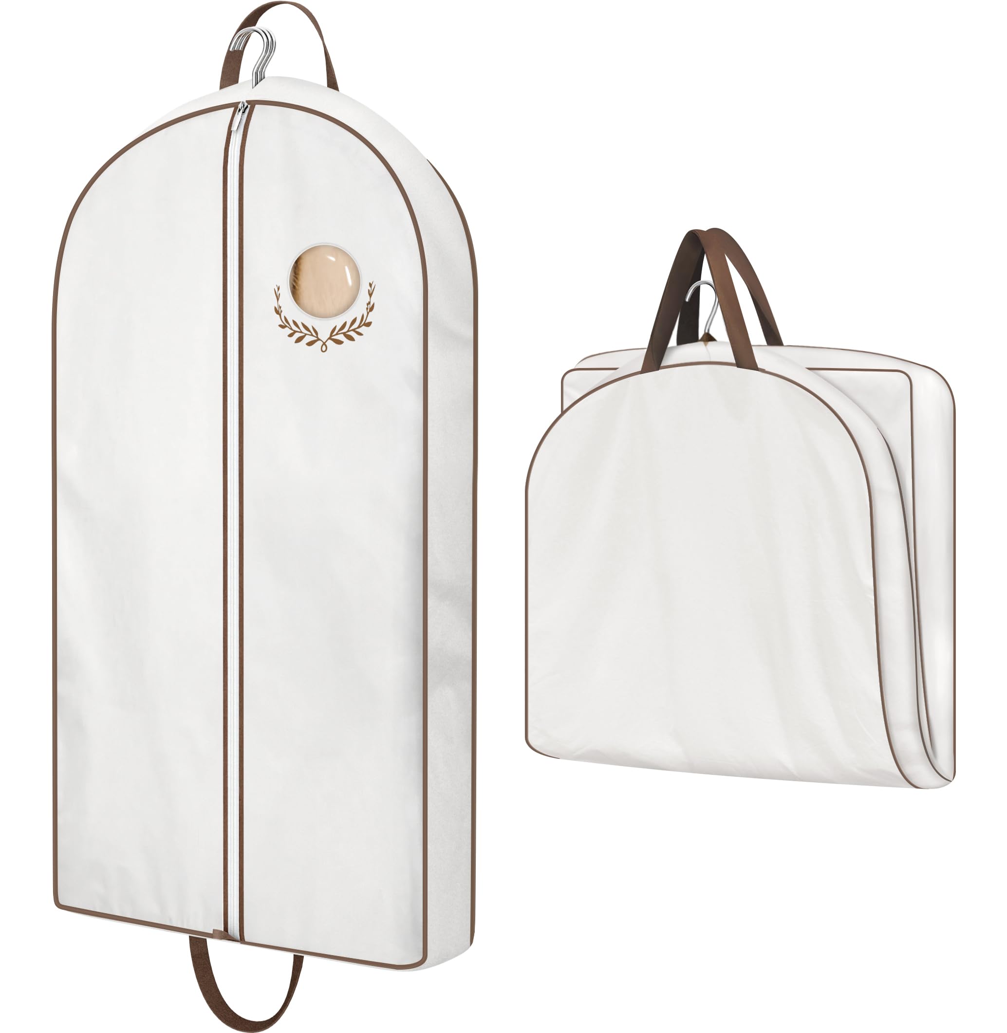 MISSLO 40" Cotton Suit Carriers for Women Breathable Suit Bag Cover with Handles Travel Garment Bag for Jacket, Coat, Dress, Clothes, Beige