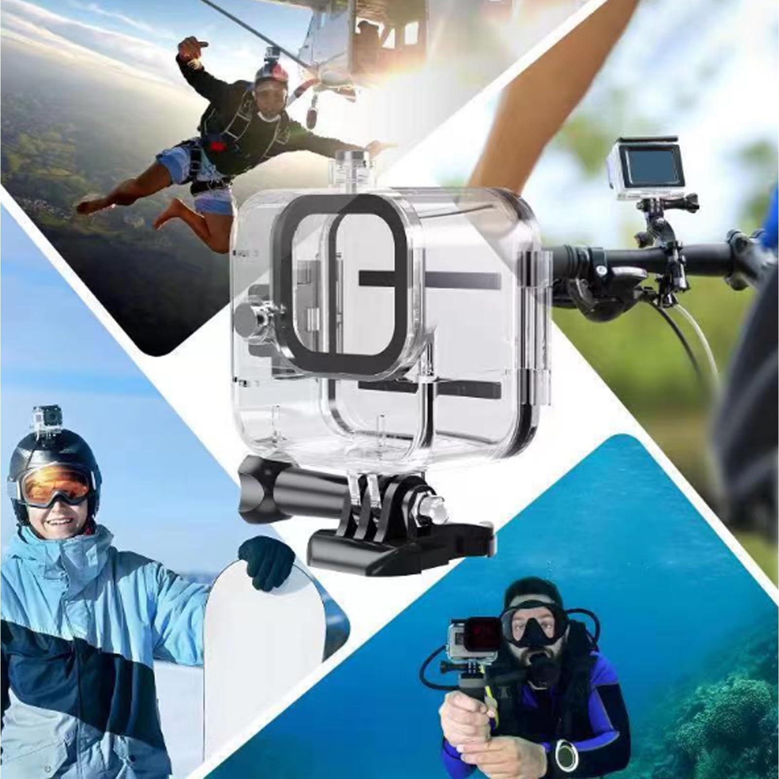 Custodia impermeabile 60 m per GoPro Hero 9/10/11/12/13, 60 m, resistente all'acqua, custodia protettiva con morsetto di montaggio rapido e inserti anti-appannamento per GoPro Hero 9/10/11/12/13