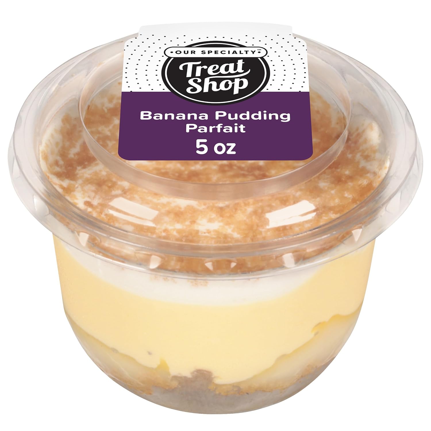 Our Specialty Banana Pudding Cups with Lids, Parfait Mini Dessert Cups with Whipped Topping, 5 Oz