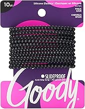 Goody Slide Proof Stayput Black Hair Elastics, 4 mm, 10 Count by Goody Slide Proof