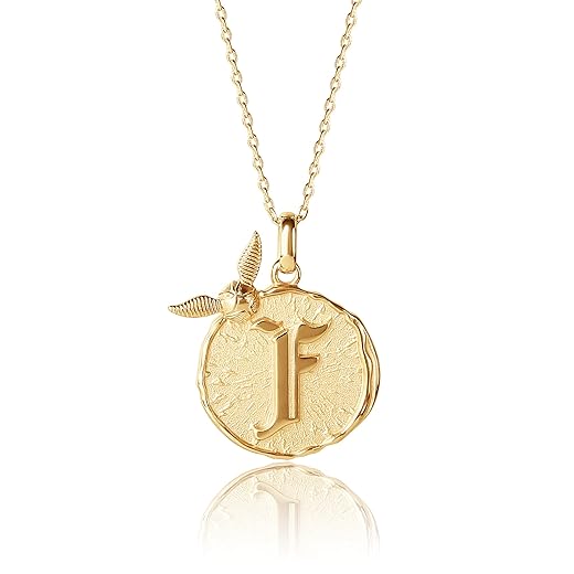 Harry Potter Wizarding World Golden Snitch Initial K Gold Plated Pendant Necklace, 18"