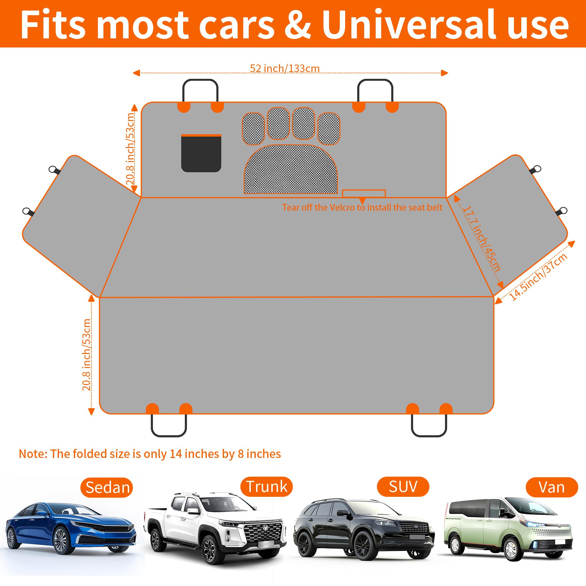 Dog Hammock for Car with Mesh Window - Tesla Model 3, SUV, Sedan, Waterproof Heavy Durable Hammock, Scratch Proof Nonslip with Seatbelt and Side Flaps, Dog Car Seat Cover for Pets - image 6