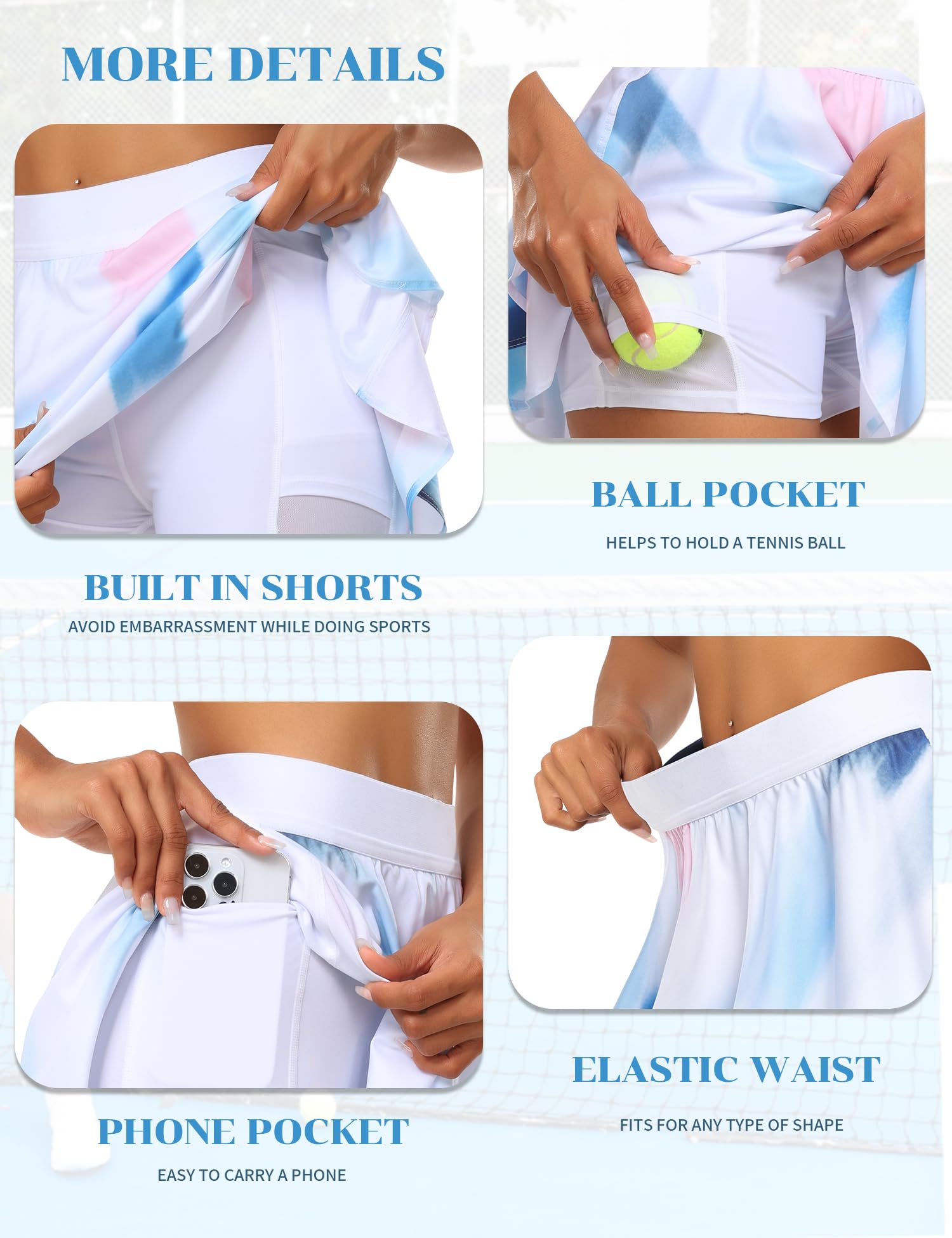 JoyGirl Falda de tenis para mujer con pantalones cortos, falda plisada de golf, cintura alta, para entrenamiento, atletismo, correr, faldas con bolsillos