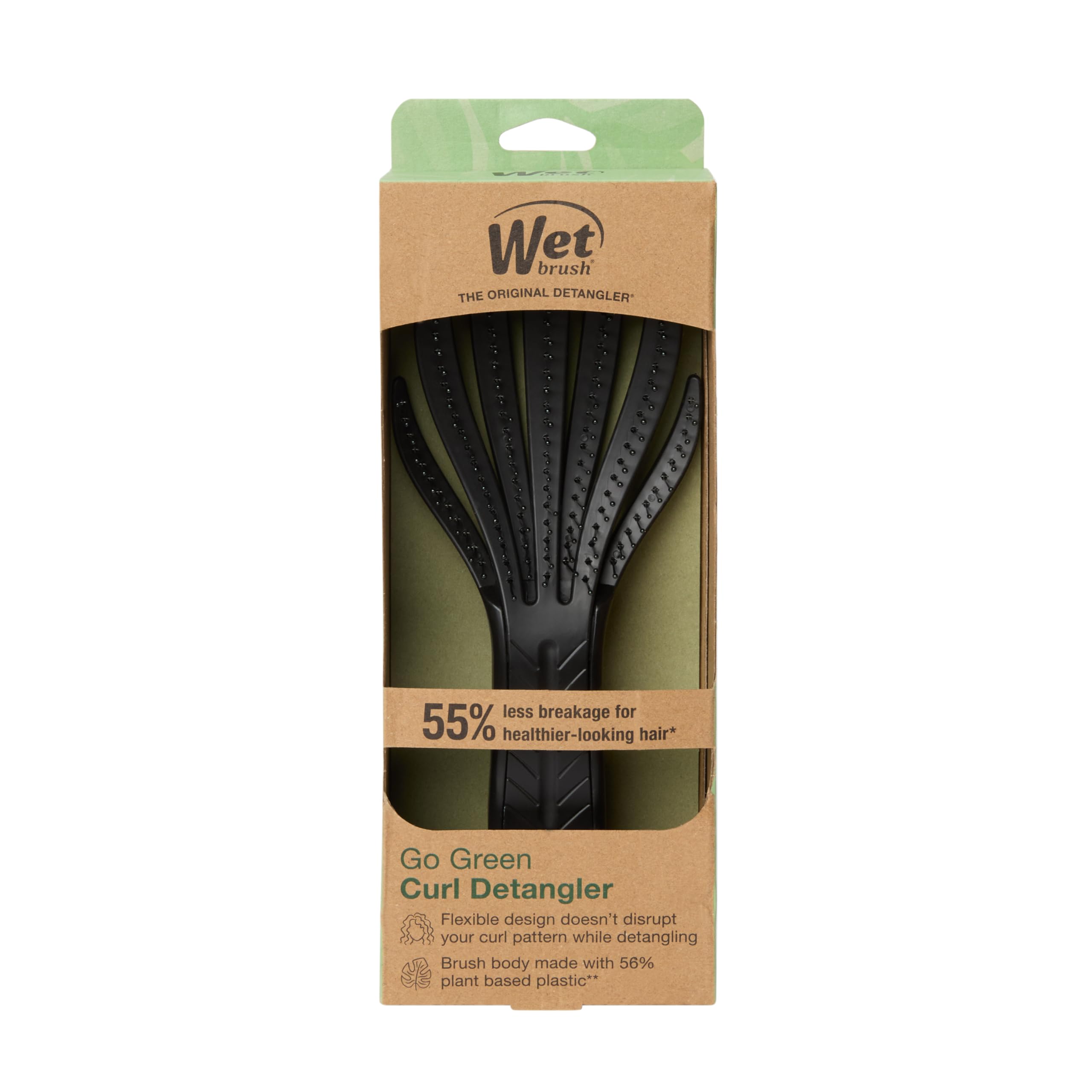 Wet Brush Go Green Curl IntelliFlex - Cepillo desenredante para cabello rizado, ultra suave para cabello rizado, sin puntas abiertas y sin dolor, paquete de 2, color negro
