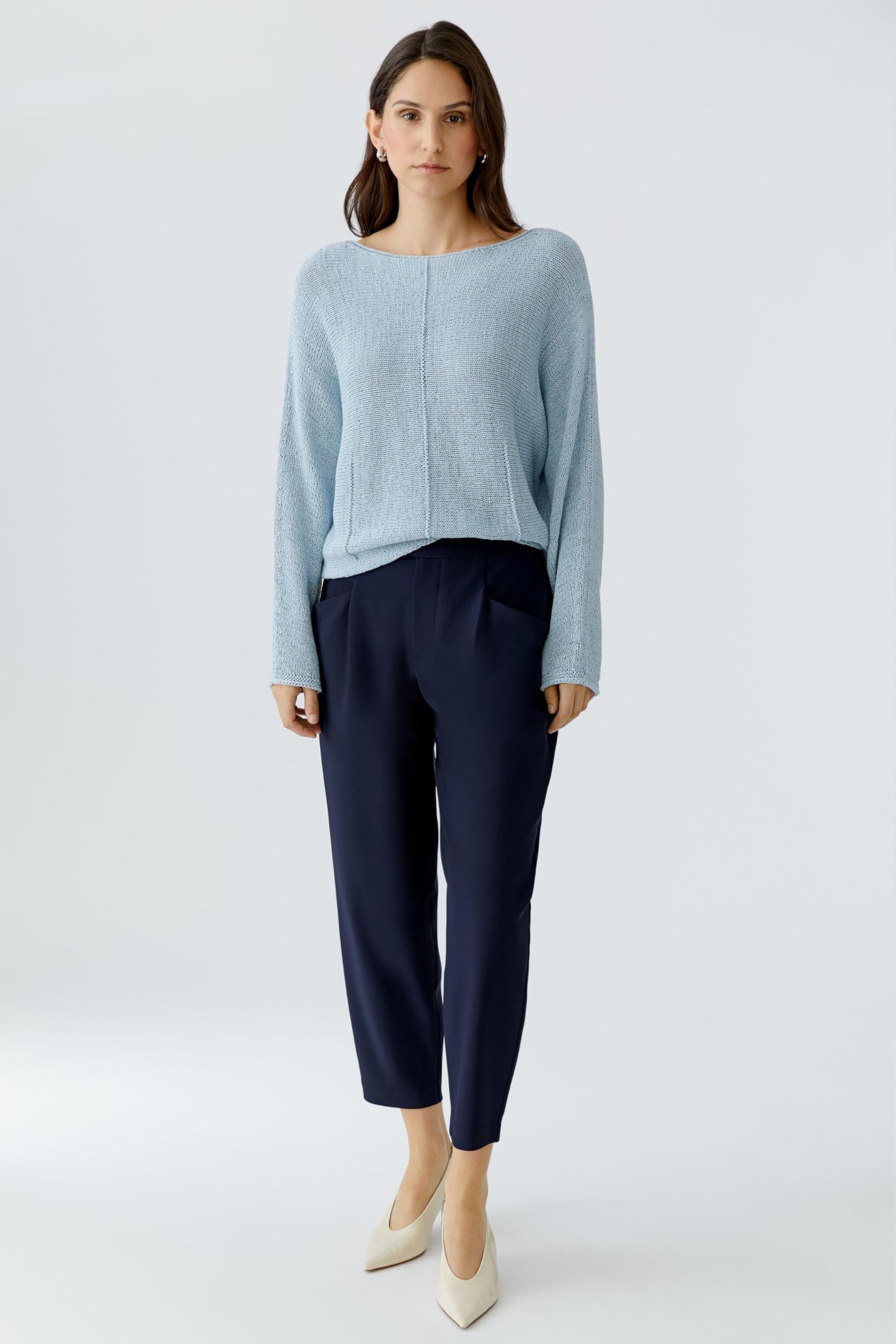 Oui Damen Pullover lässig geschnitten Uni