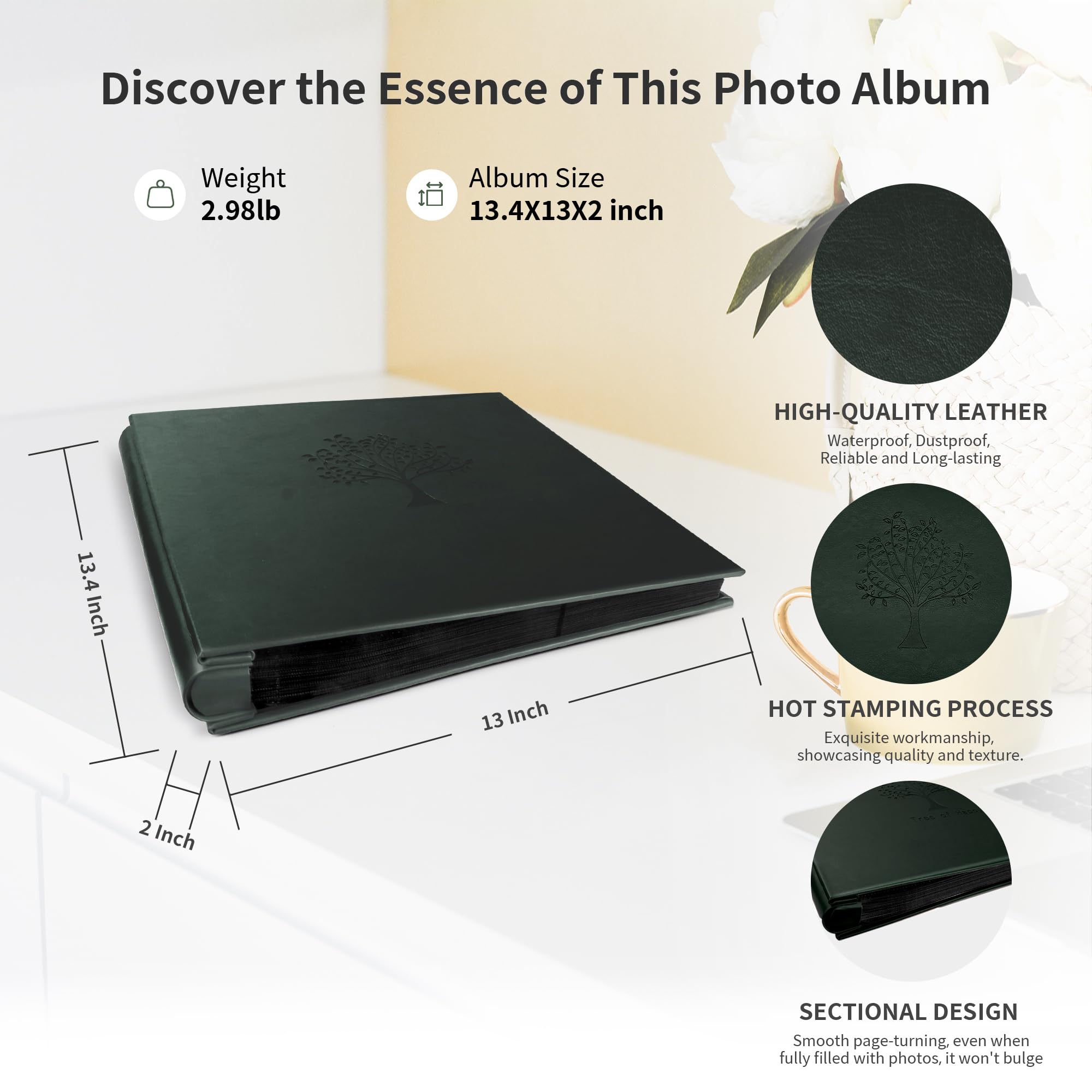 Rdylymx Photo Album 6 x 4 600 Pockets Photos, Dark Green Picture Album - Image 3