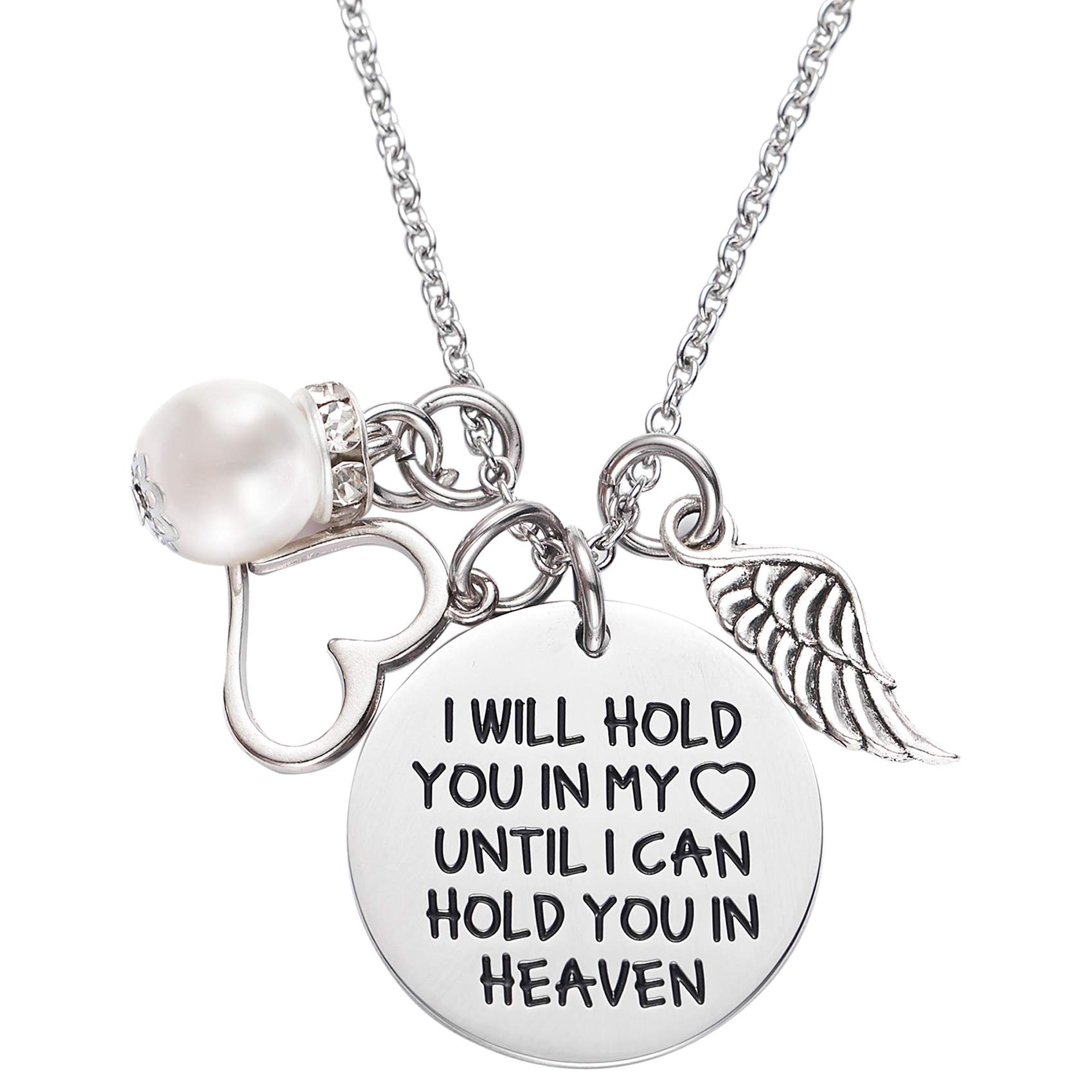 Memorial Necklace I Will Hold You in My Heart Until I Can Hold You in Heaven Pendant Loss of Child Necklace Heart Necklace Cremation Jewelry Gift for Her