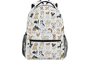 Cute Doodle Dog Print Backpack for Boys & Girls