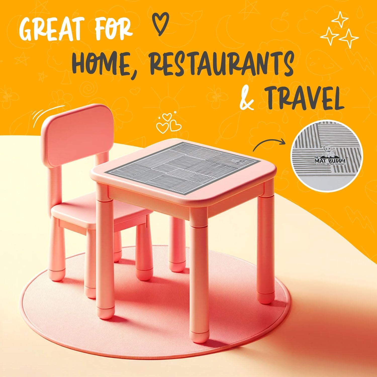 Disposable Place Mats with 4-Sided Adhesive, 30 Count - 100% Waterproof, Non-Toxic - Baby Led Weaning & Restaurant Supplies, 18”x12”