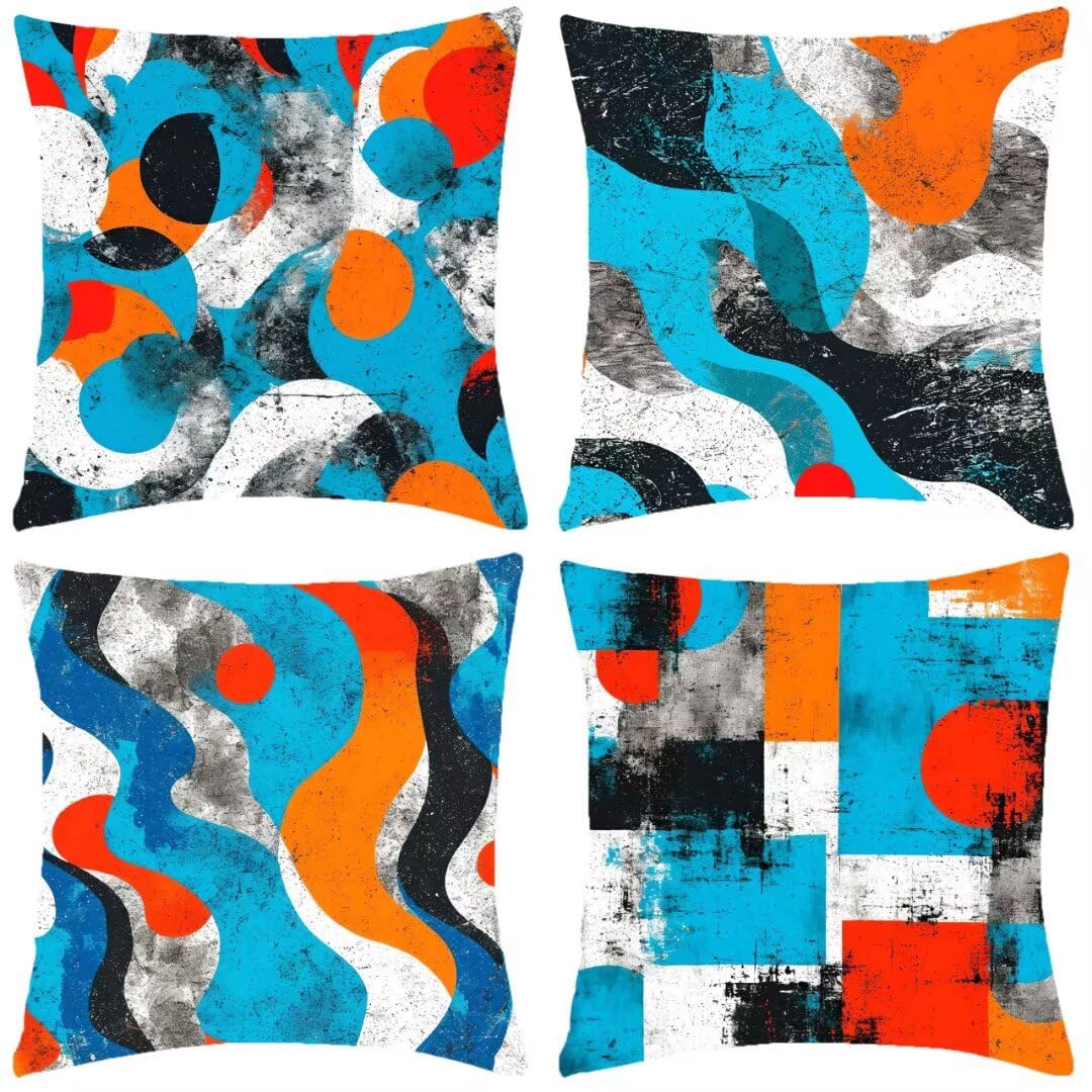 Federe Cuscini Divano 45x45cm Set di 4 Fodere Cuscini in Lino, Copri Cuscini per Divano Astratto Camera da Letto Divano, Copricuscino Divano Cuscini Decorativi Casa, Camera da Letto, Arredo Sedia