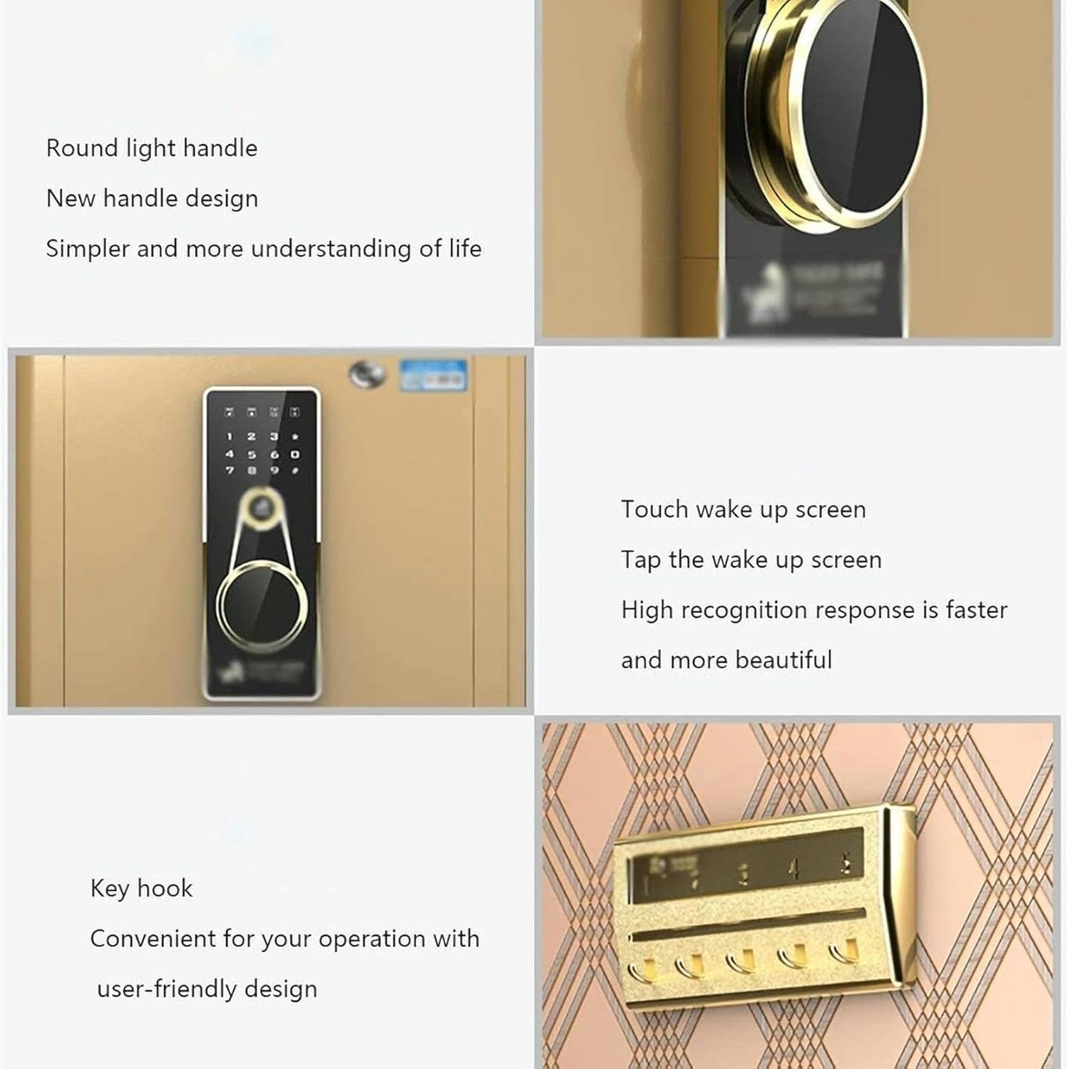 strongbox Safes Fireproof Electronic All Steel Key Anti-Theft Wall Office File Safety Cabinet, Security Safe with Digital Keypad,for Storage Jewelry and Documents,Safe Box