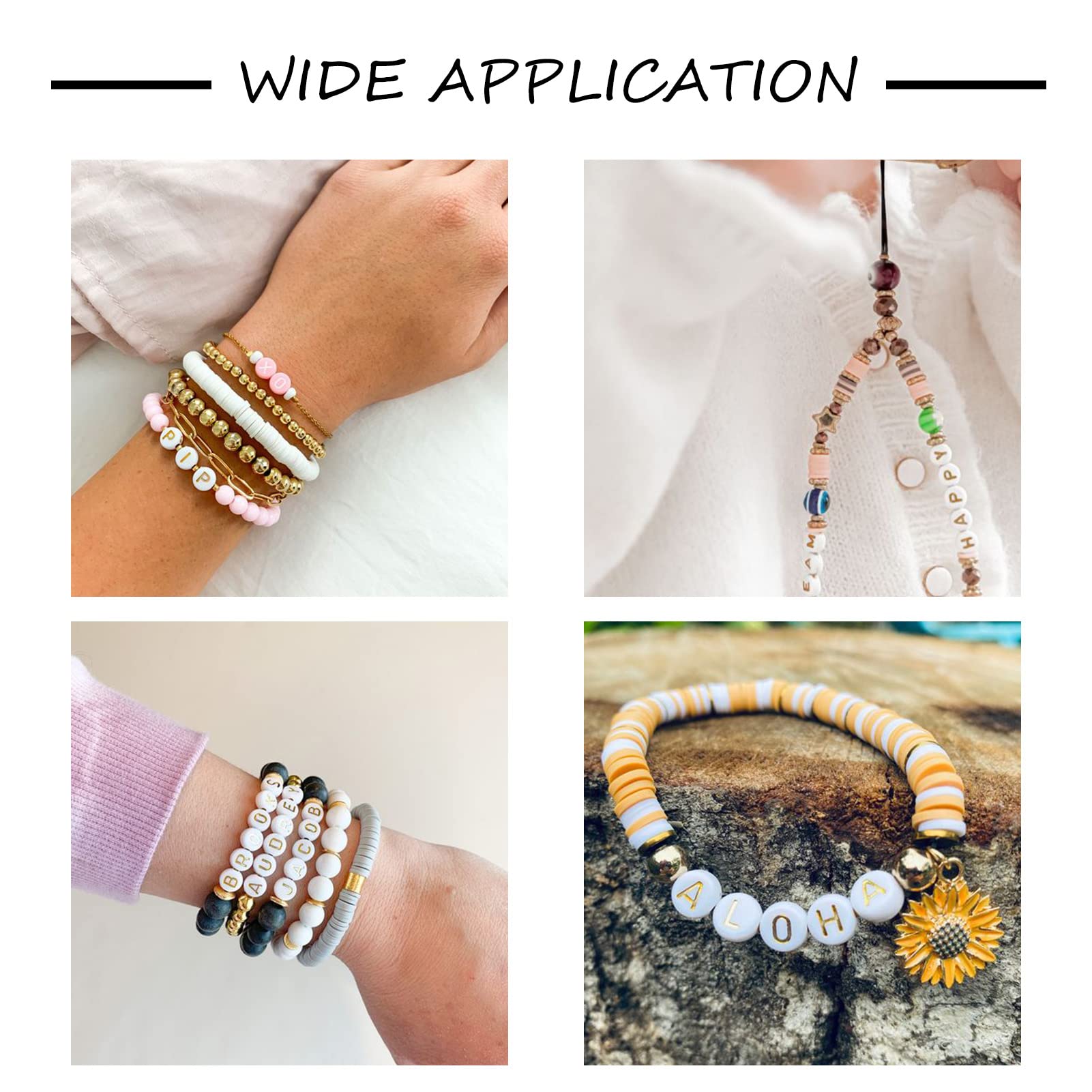 About 360pcs White Acrylic Alphabet Letter Beads 7mm Flat Round Disc Coin Golden Letter E Pattern Loose K 811885