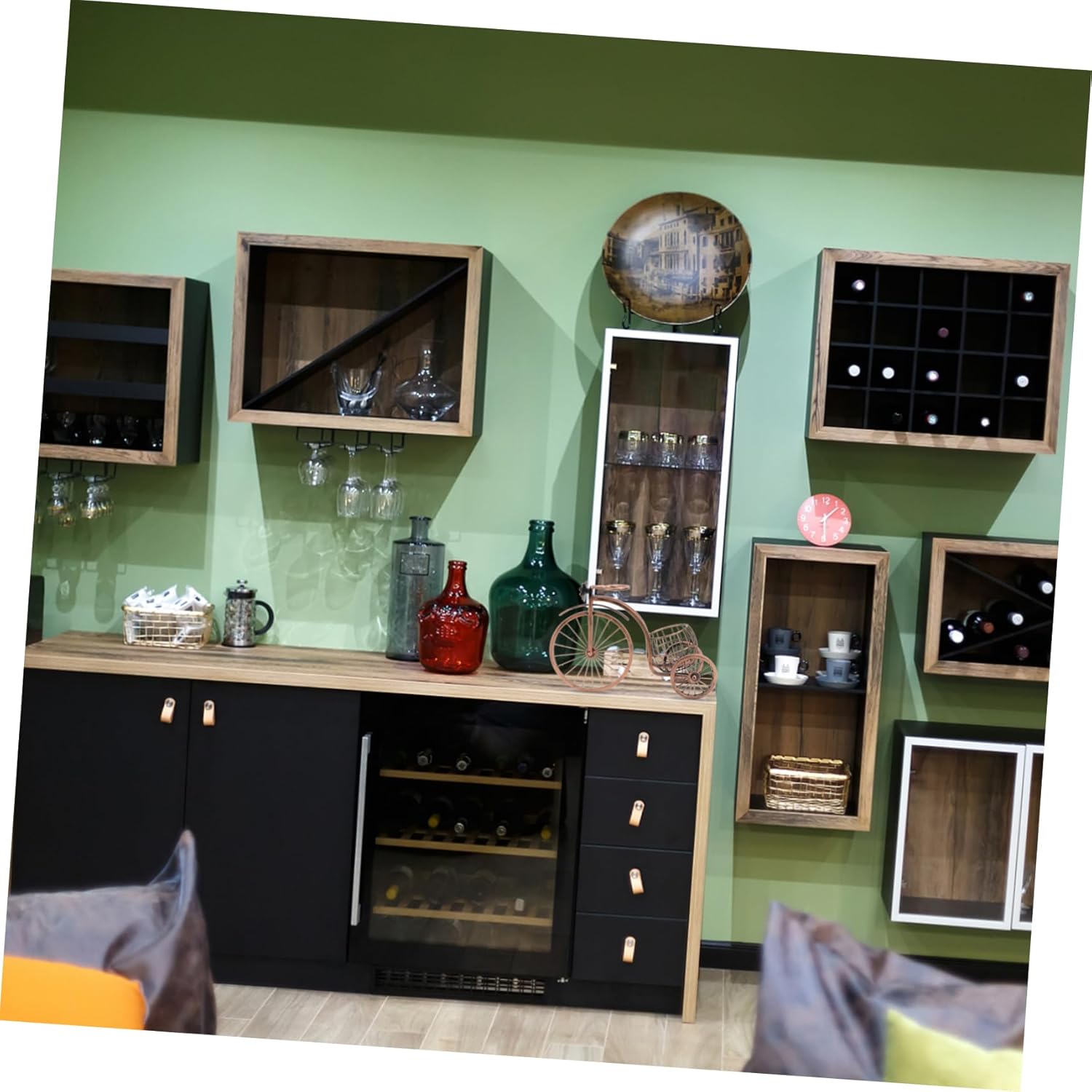 Decorative Wine Rack Stand Retro Wine Holder for Kitchen Freestanding Storage Tricycle Design