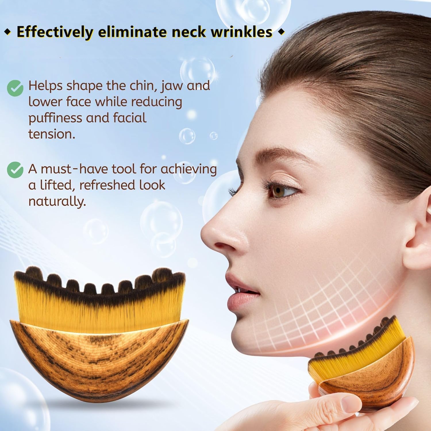 Lymphatic Contour Face Brush for Lymphatic Drainage - Soft Bristle Facial Brush to Reduce Face Puffiness, Define Jawline, Relieve Tension