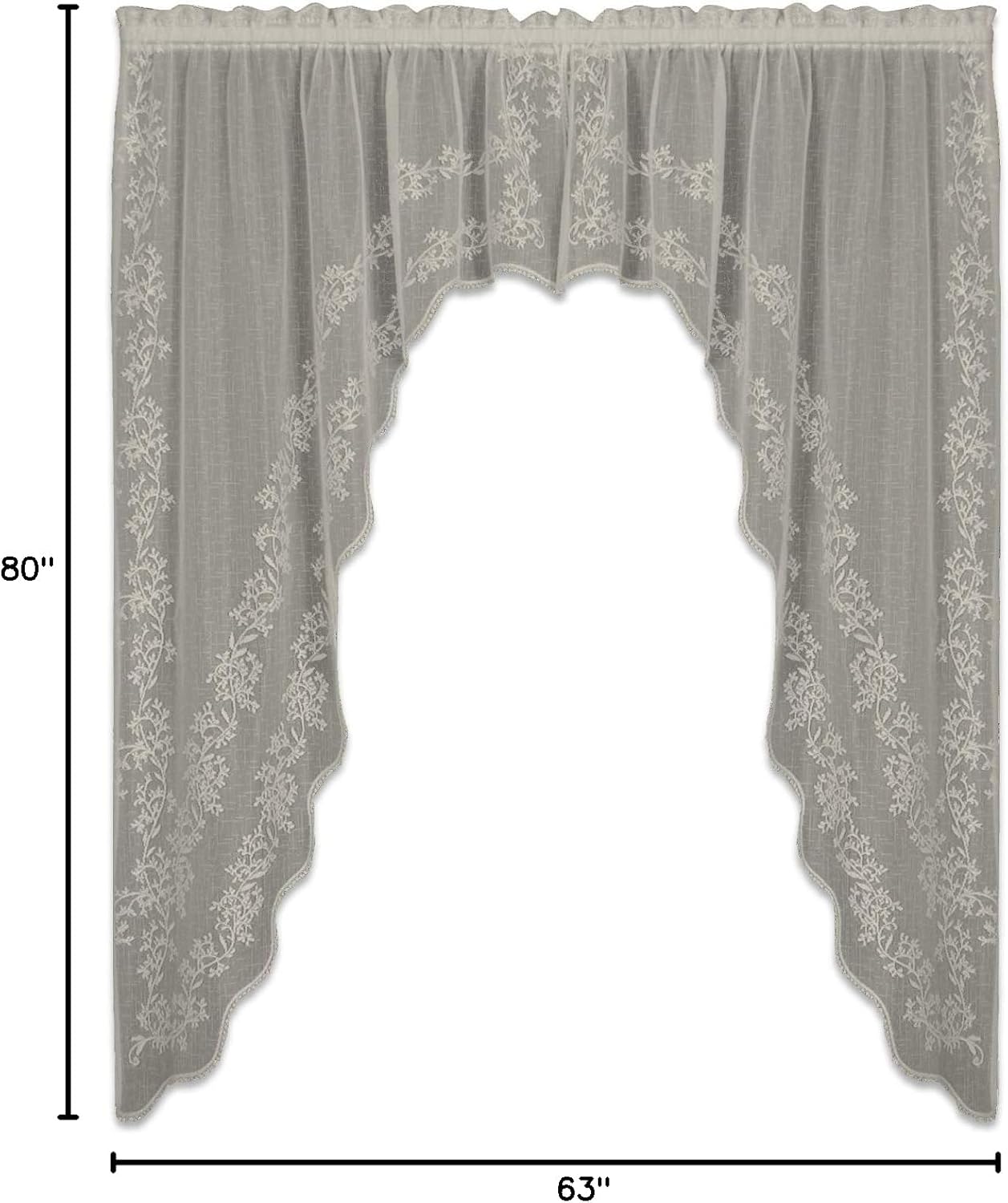 Heritage Lace Sheer Divine Swag Pair, 80 by 63-Inch, Flax
